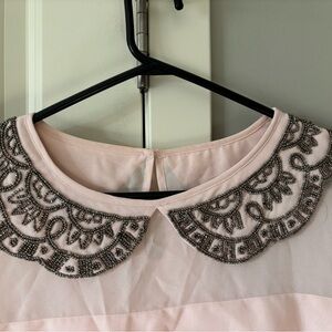 Pink Top with Beaded Collar